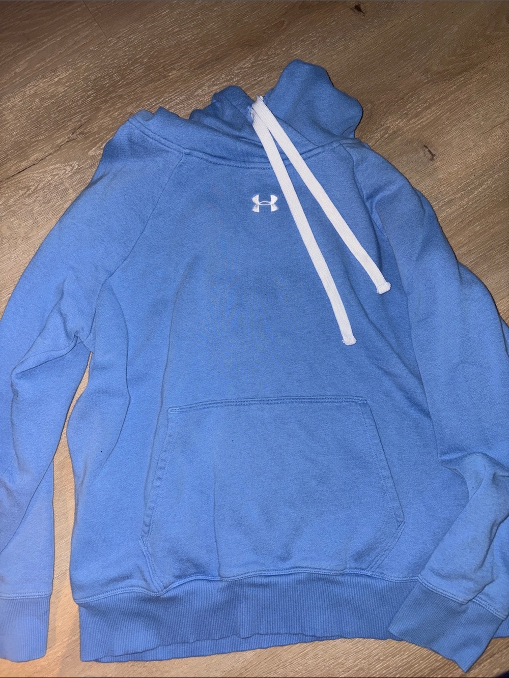 Under Armour Powder Blue Hoodie with White Drawstrings